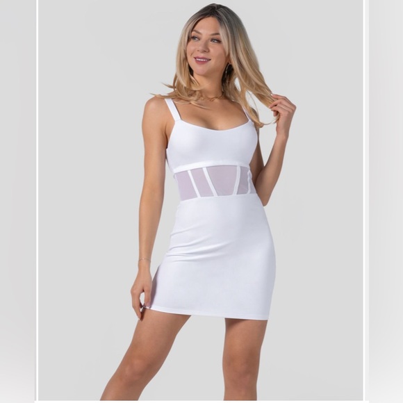 Halara Softlyzero™ Airy Contrast Mesh Corset Style Bodycon Casual Dress M NWT - Picture 7 of 7